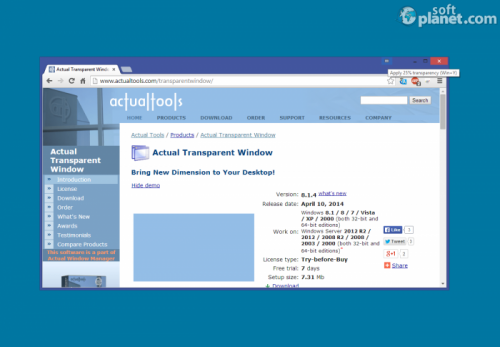 Actual Transparent Window 8.1.4 Actual Transparent Window 8.1.4