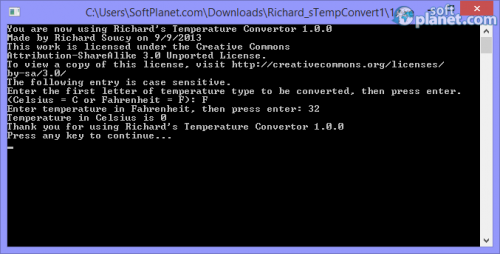 Richard's Temperature Convertor 1.1.0 Richard's Temperature Convertor 1.1.0